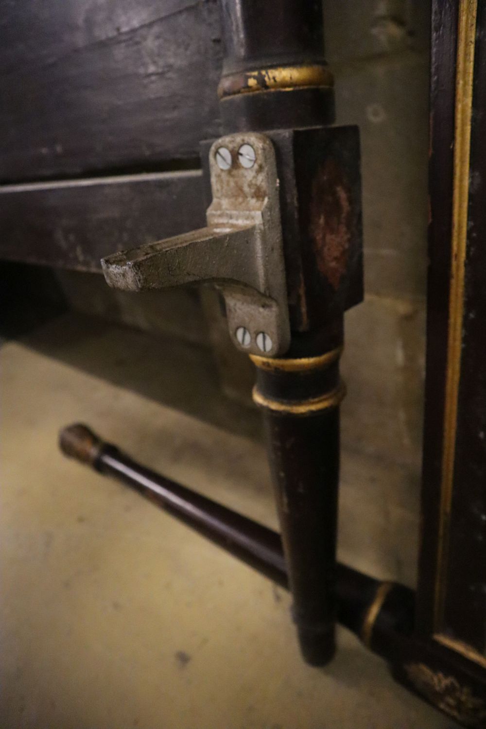 A Regency style gilt mahogany and pine bedstead, width 110cm